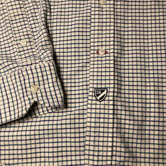 Vintage Cremieux - Size L - White with Subtle Blue / Purple plaid - Picture 3 of 9